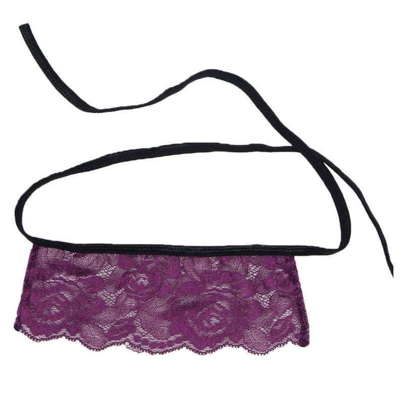 SUBBLIME - CORSET THONG ET YEUX BANDES NOIR ET VIOLET S/M