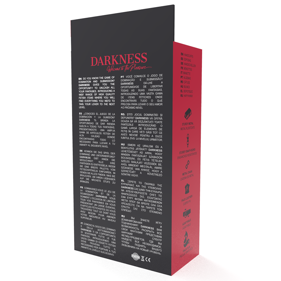 DARKNESS - MENOTTES AJUSTABLES EN CUIR NOIR AVEC DOUBLURE