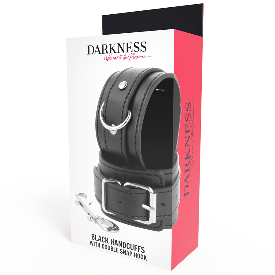 DARKNESS - MENOTTES RÉGLABLES NOIRES AVEC DOUBLE RUBAN DE RENFORT