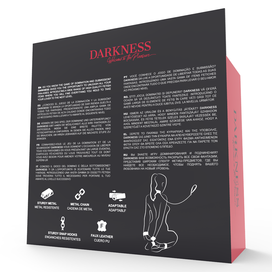 DARKNESS - MENOTTES ET COLLIER EN CUIR NOIR