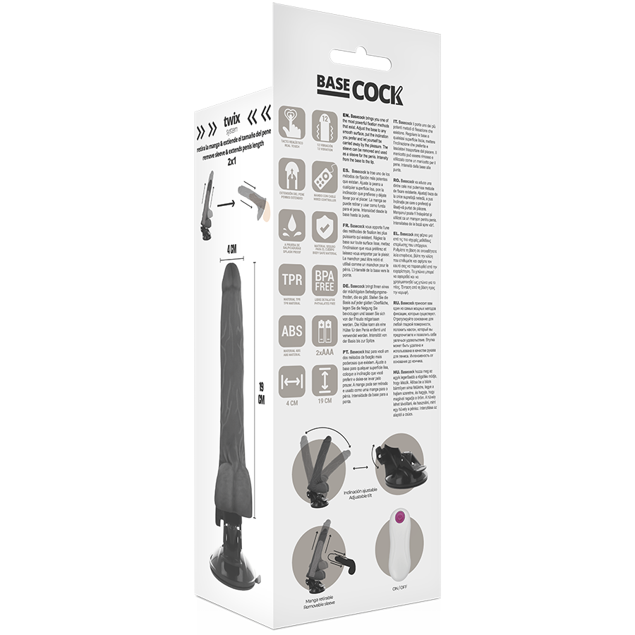 BASECOCK - VIBRATEUR NATUREL RÉALISTE TÉLÉCOMMANDE 19 CM -O- 4 CM