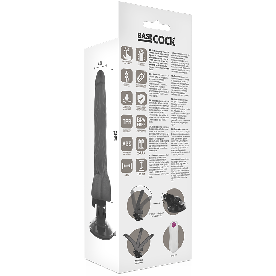 BASECOCK - VIBRATEUR ARTICULABLE TÉLÉCOMMANDE NATUREL 18.5 CM -O- 4 CM