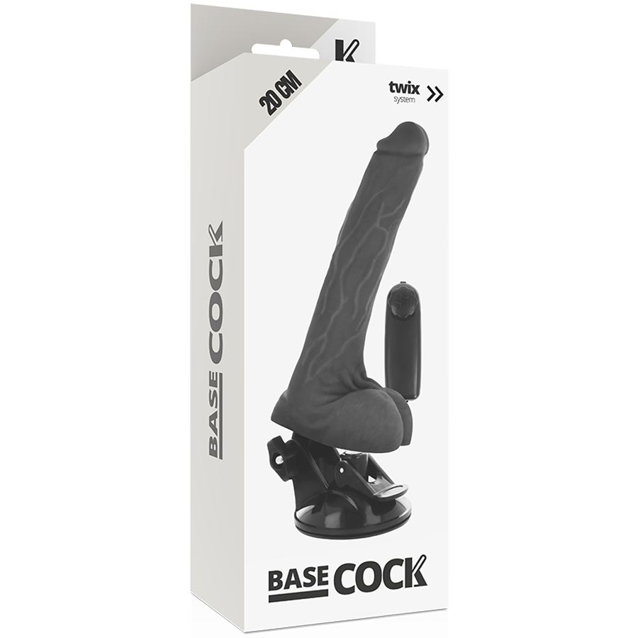 BASECOCK - VIBRATEUR NATUREL RÉALISTE TÉLÉCOMMANDE AVEC TESTICULES 20 CM -O- 4 CM