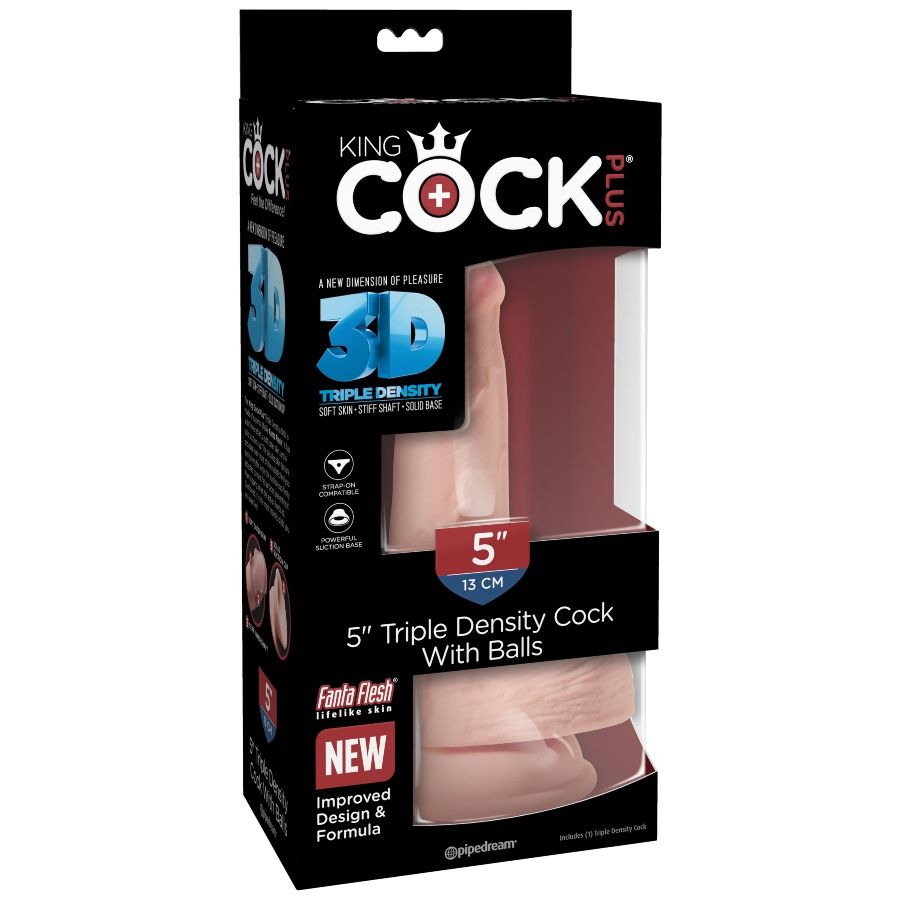 KING COCK - GODE TRIPLE DENSITÉ 13 CM AVEC TESTICULES