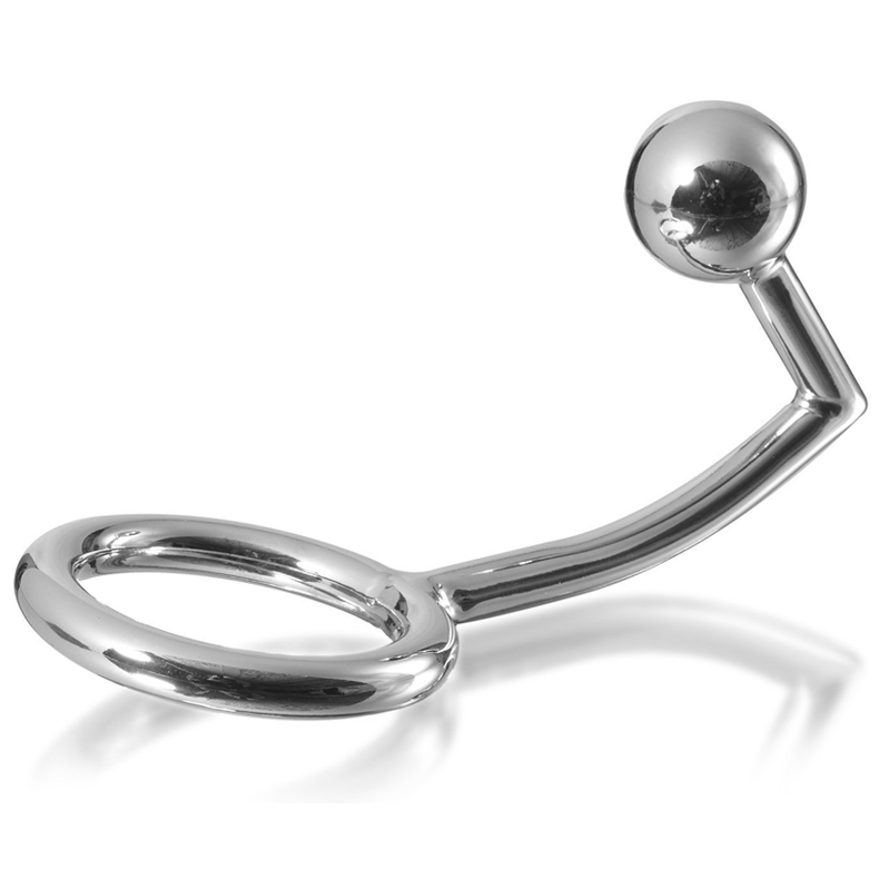 METAL HARD - ANNEAU COCK RING AVEC CROCHET INTRUS ANAL 45MM