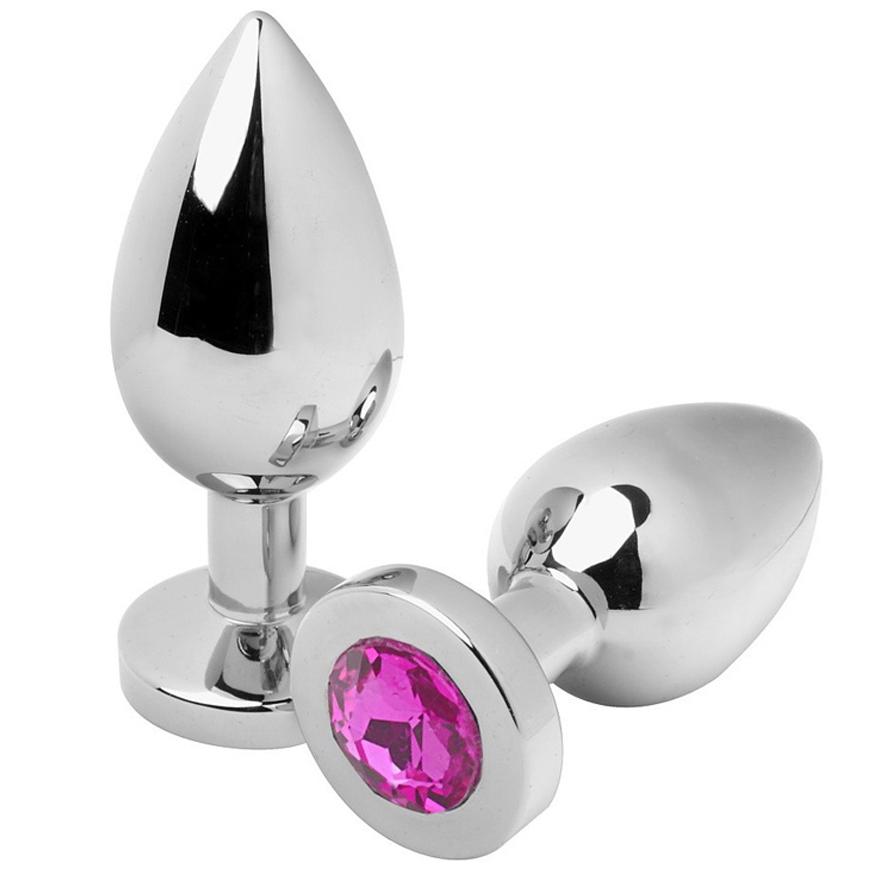 MÉTAL DUR - PLUG ANAL DIAMANT ROSE MOYEN 7,62CM