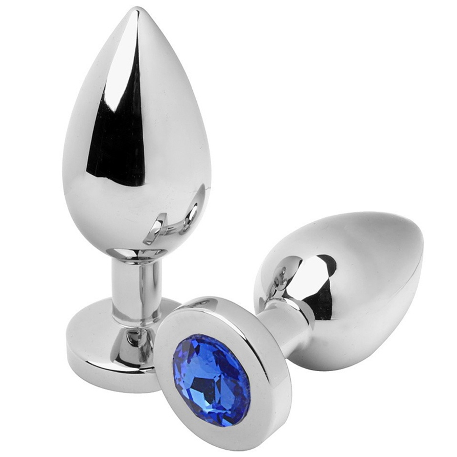 MÉTAL DUR - PLUG ANAL BLEU DIAMANT MOYEN 7,62CM