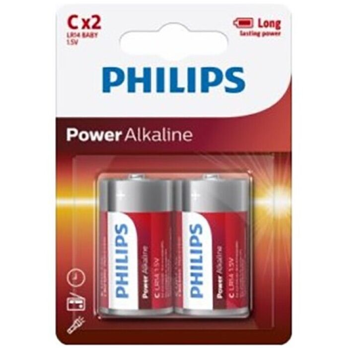 PHILIPS - PLAQUETTE PHILIPS POWER ALCALINE PILA C LR14*2