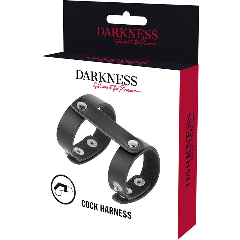 DARKNESS - ANNEAU DE PÉNIS ET TESTICULES RÉGLABLES EN CUIR