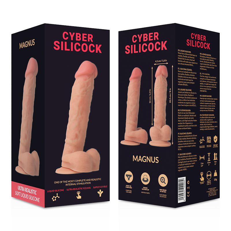 CYBER SILICOCK - DONG EN SILICONE LIQUIDE DOUX ULTRA RÉALISTE 20.5 CM -O- 4.1 CM