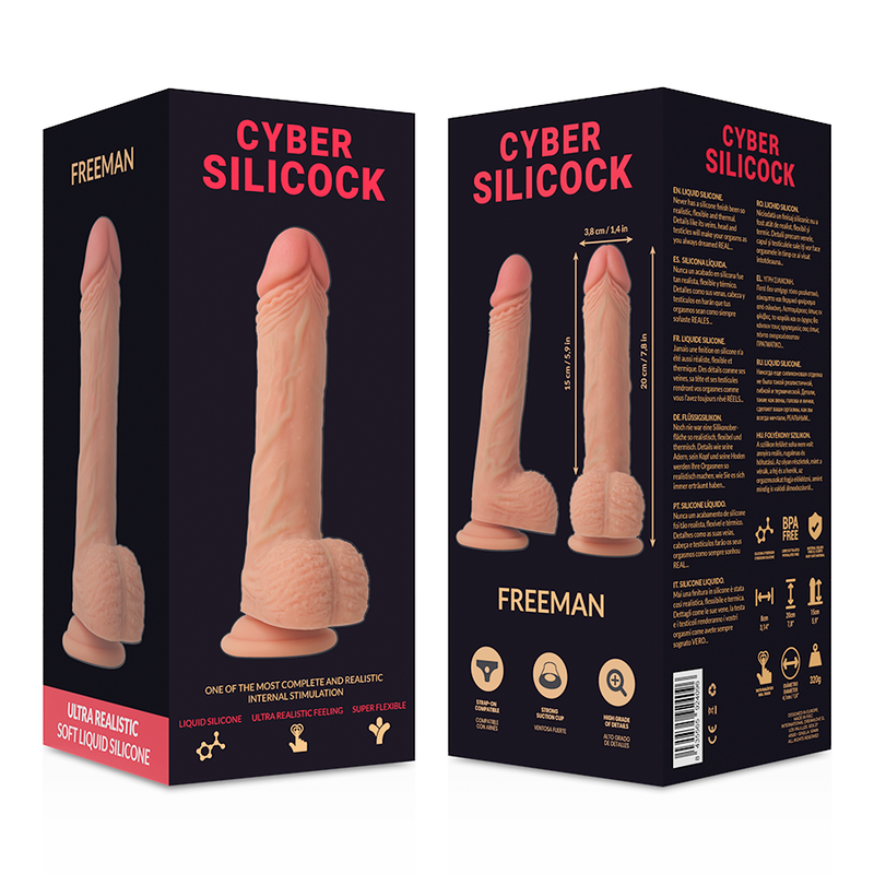 CYBER SILICOCK - FREEMAN SILICONE LIQUIDE SOUPLE ULTRA RÉALISTE 20 CM -O- 3.8 CM