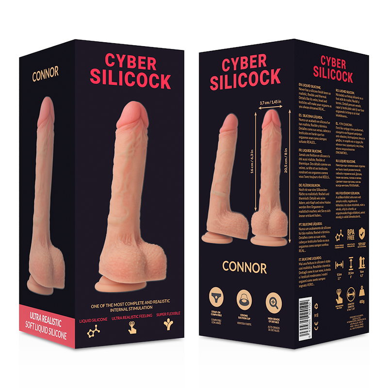 CYBER SILICOCK - CONNOR SILICONE LIQUIDE SOUPLE ULTRA RÉALISTE 20,5 CM -O- 3,7 CM